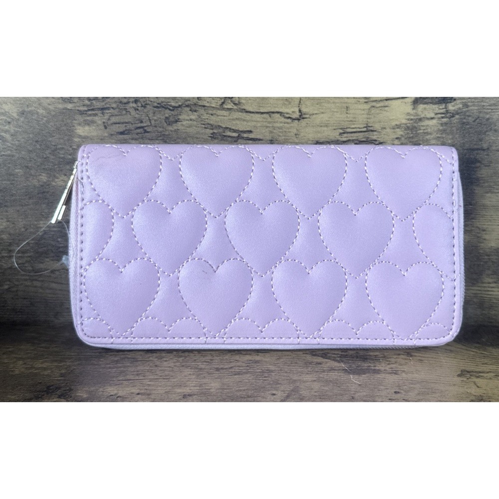 Pink Hearts Chevron Wallet Wristlet Clutch Zip Card Holders Coins Fast Shipping